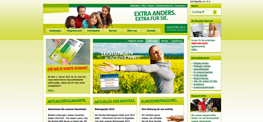 Novitas Webseite