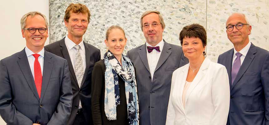 (v.l.n.r.): Ralph van Kerkom, Dr. Franz Schulte, Sabine Kamrath, Dr. Volker Then, Birgit Nupens, Dr. Martin Fasselt